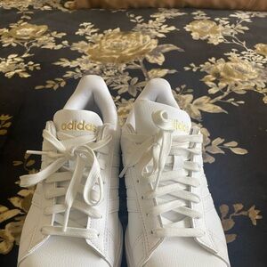 Adidas White and Gold Sneakers